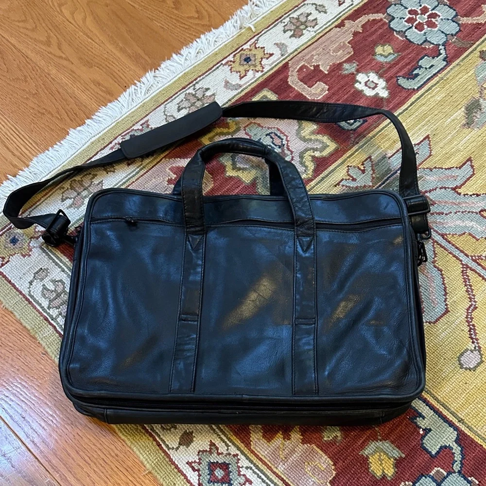 Vintage Tumi Black Leather Briefcase/Tote
